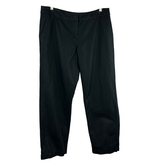 J Jill Straight Leg Cotton Linen Blend Pants Women 14 Black Minimal Classic Work - Picture 1 of 8